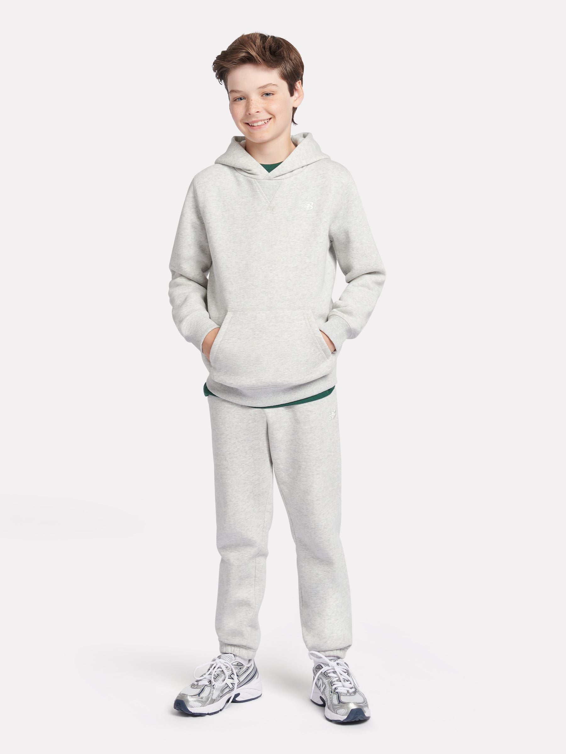 Dsiney Kidz - New Balance Grey Small Brush Back Logo Hoodie image 5