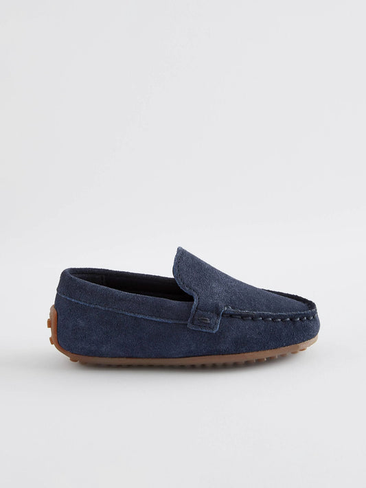 Navy Blue Wide Fit (G) Suede Slip-Ons Loafer Shoes image 2