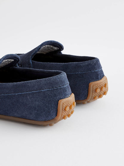 Navy Blue Wide Fit (G) Suede Slip-Ons Loafer Shoes image 3