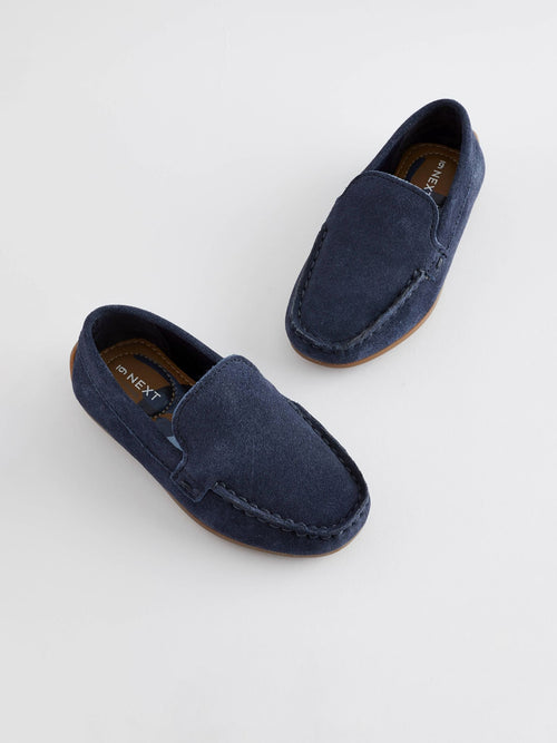 Navy Blue Wide Fit (G) Suede Slip-Ons Loafer Shoes image 1