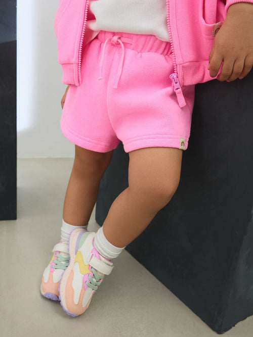 Bright Pink Plain Sweat Shorts (3mths-7yrs) image 1