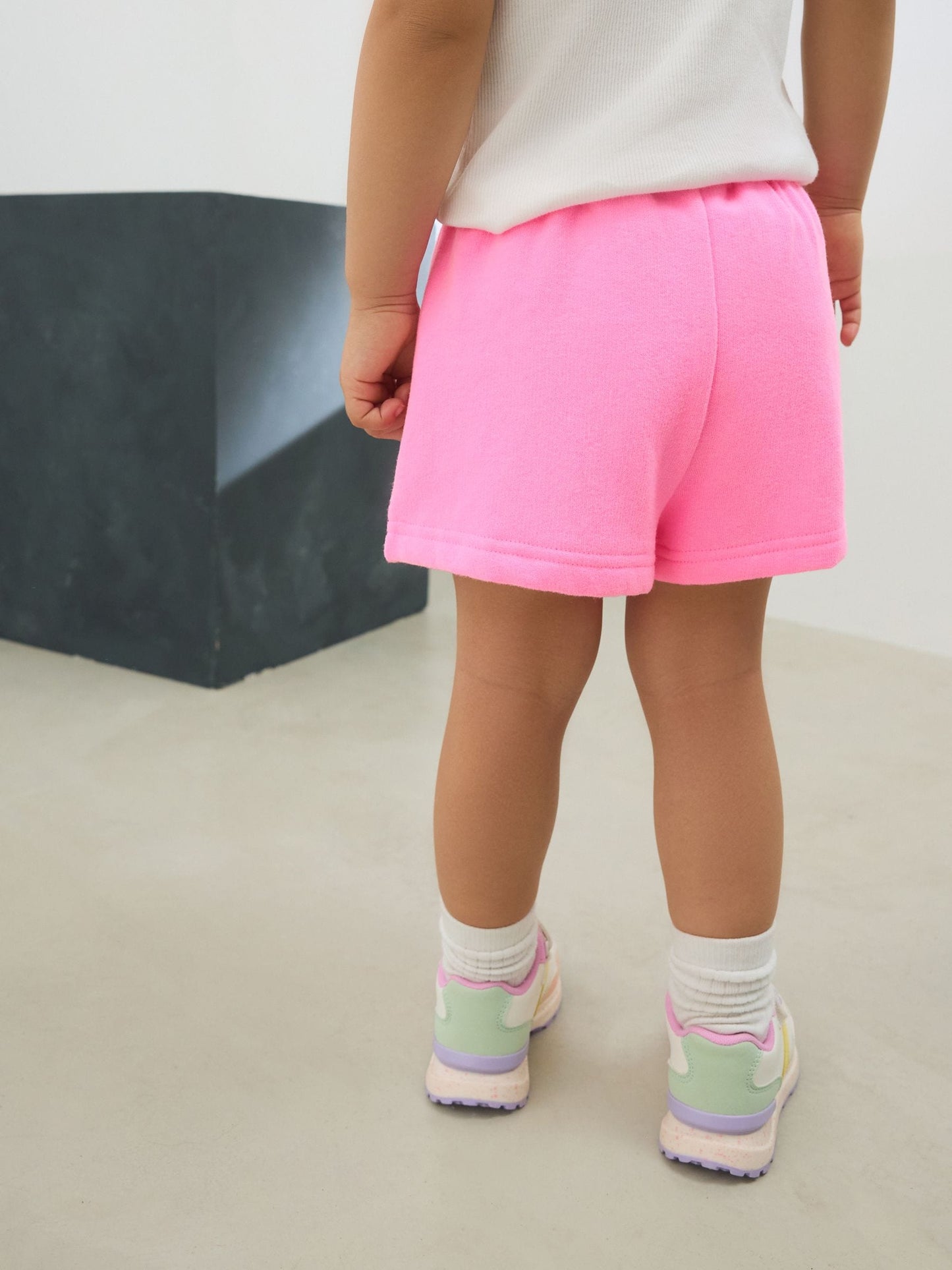 Bright Pink Plain Sweat Shorts (3mths-7yrs) image 2