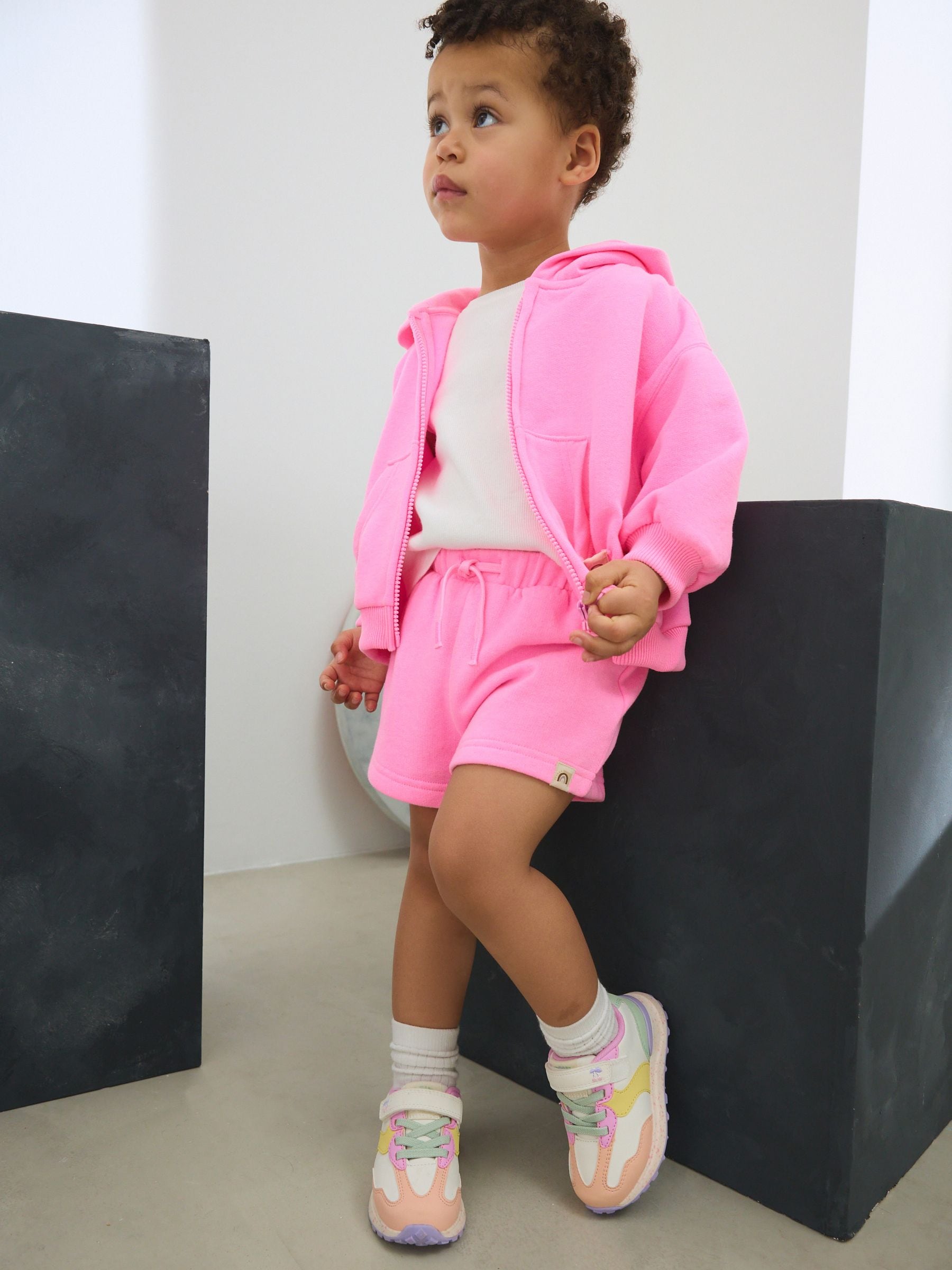 Bright Pink Plain Sweat Shorts (3mths-7yrs) image 3