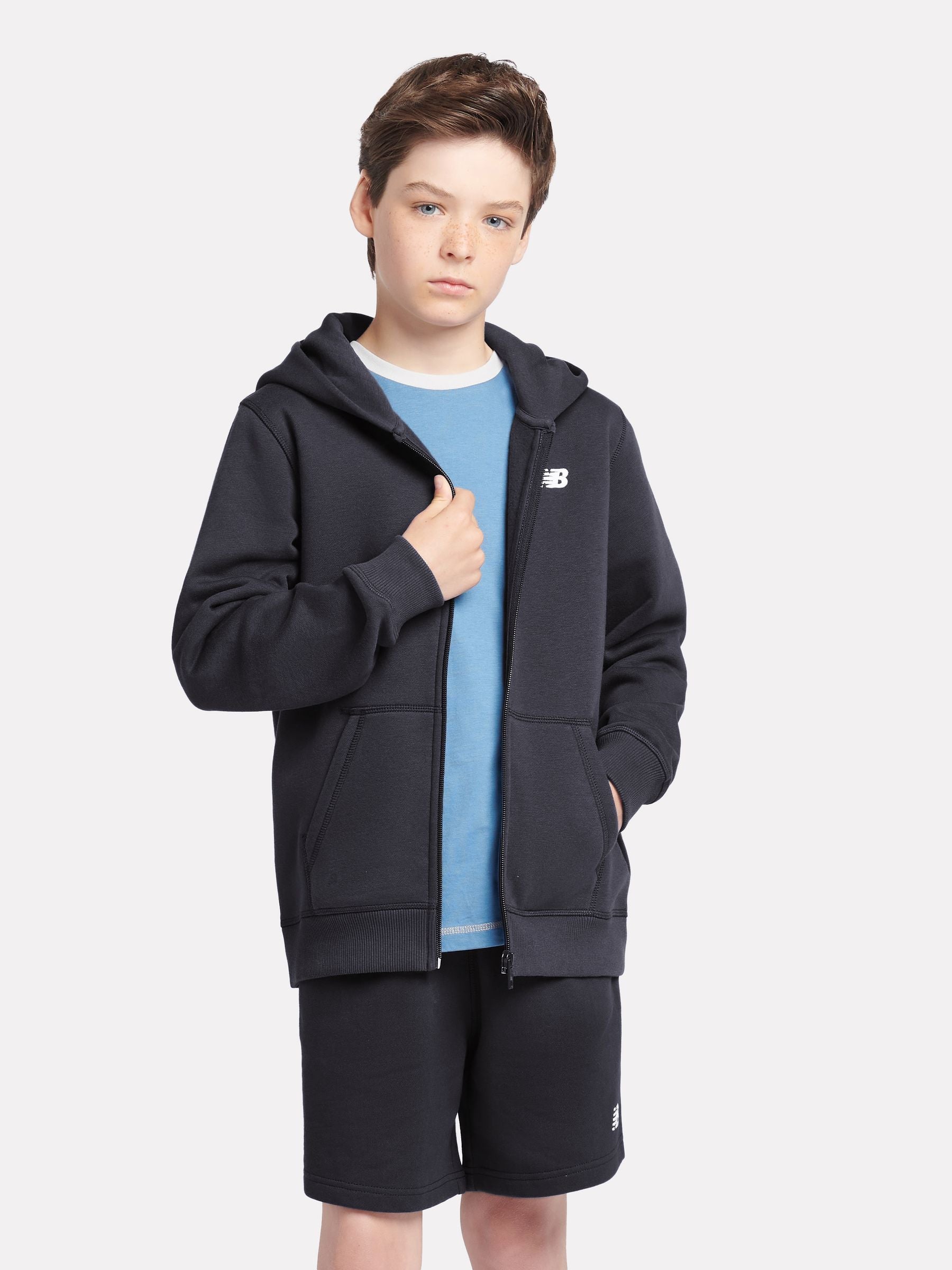 Dsiney Kidz - New Balance Black Brush Back Small Logo Zip Hoodie image 1