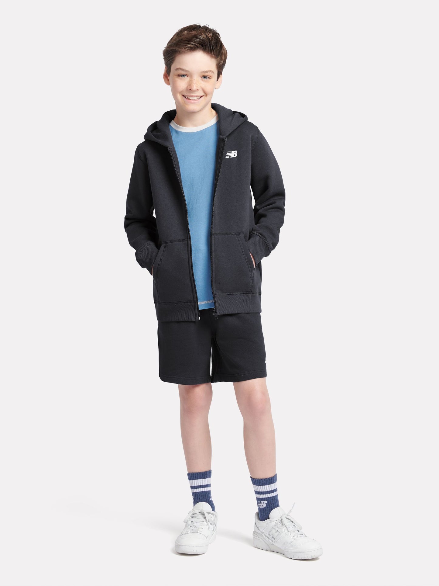 Dsiney Kidz - New Balance Black Brush Back Small Logo Zip Hoodie image 5