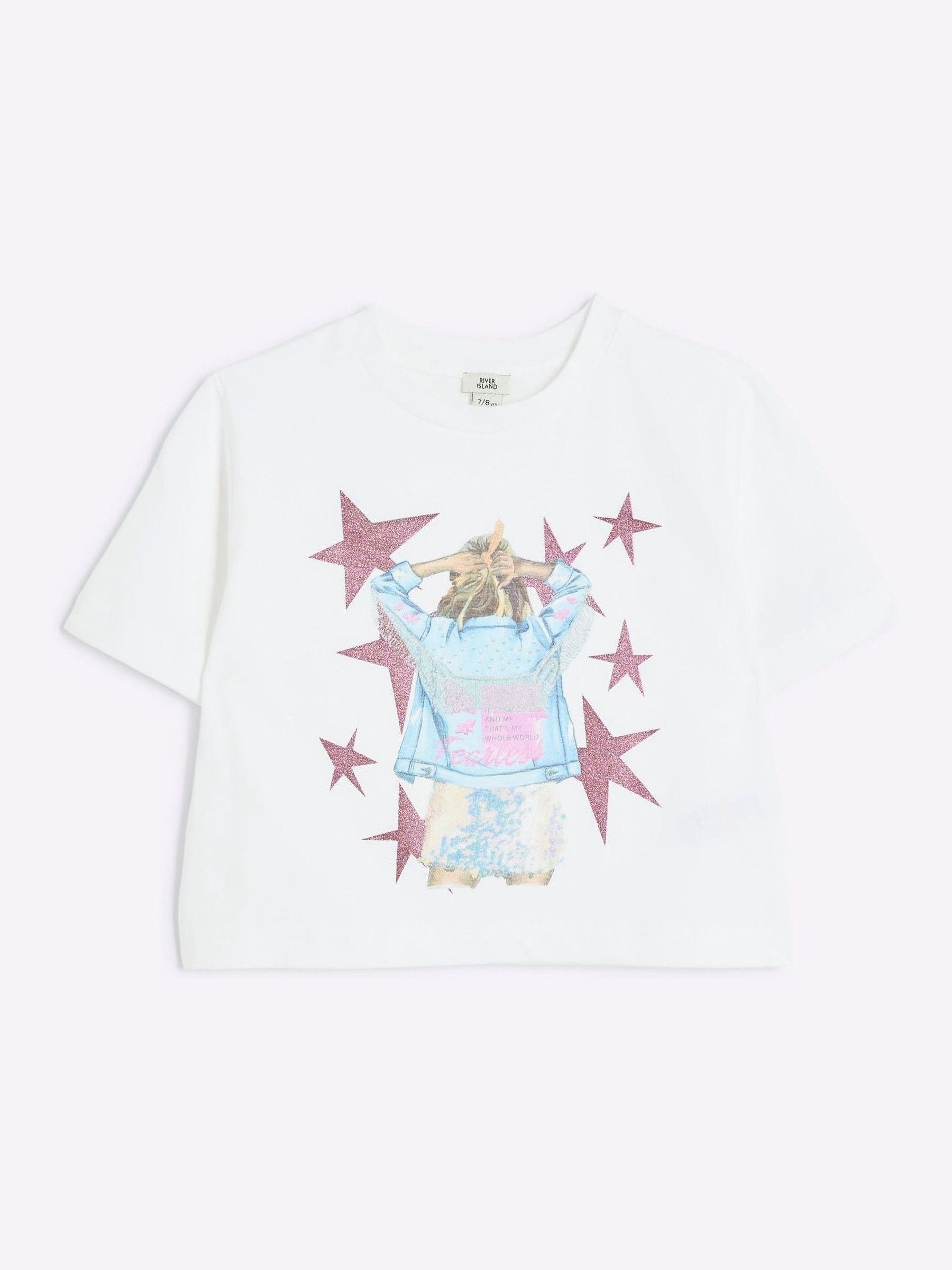 Dsiney Kidz - River Island White Graphic Star 100% Cotton T-Shirt image 1
