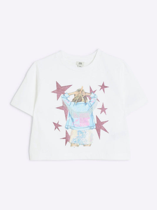 Dsiney Kidz - River Island White Graphic Star 100% Cotton T-Shirt image 1