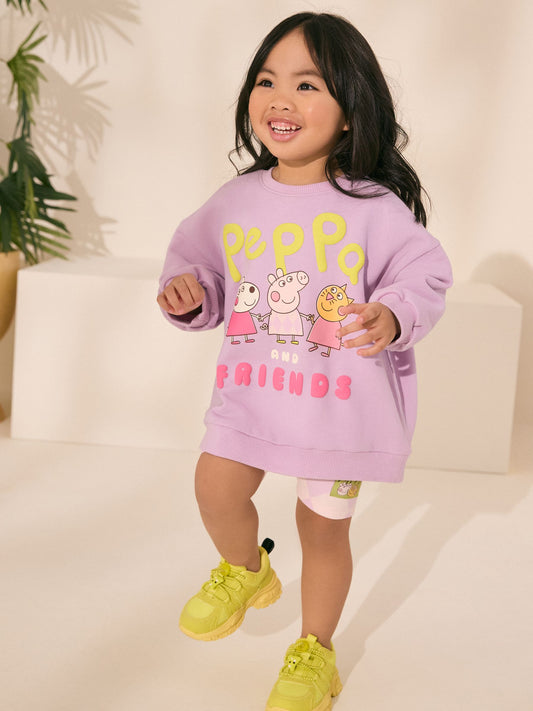 Purple Peppa Pig Crew Sweatshirt & Cycle Shorts Set (6mths-7yrs) image 3