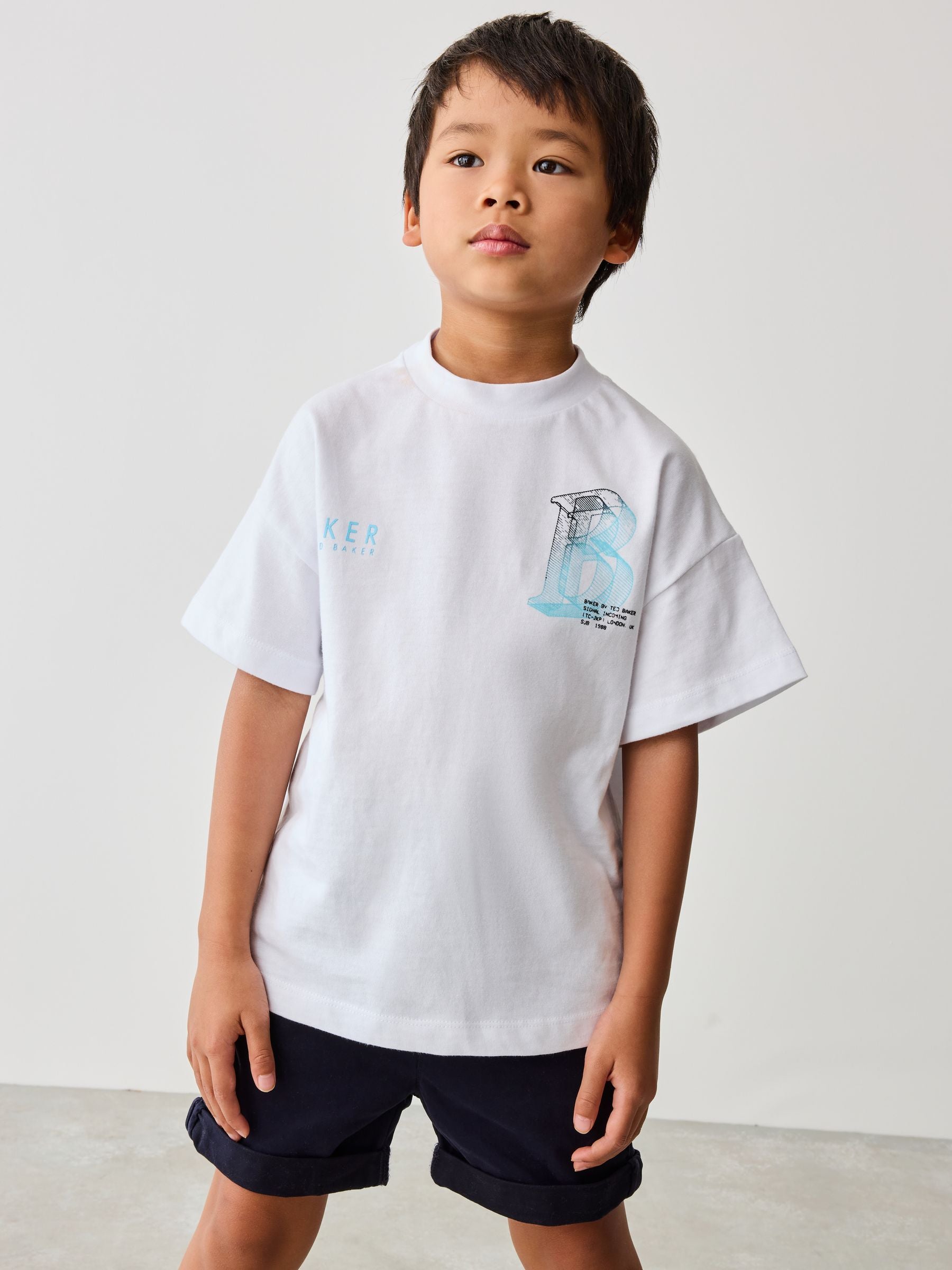 Baker by Ted Baker 100% Cotton Oversized Graphic White T-Shirt image 1
