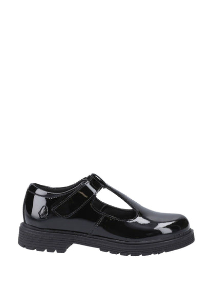 Hush Puppies Black Gracie Junior Patent School Shoes image 1