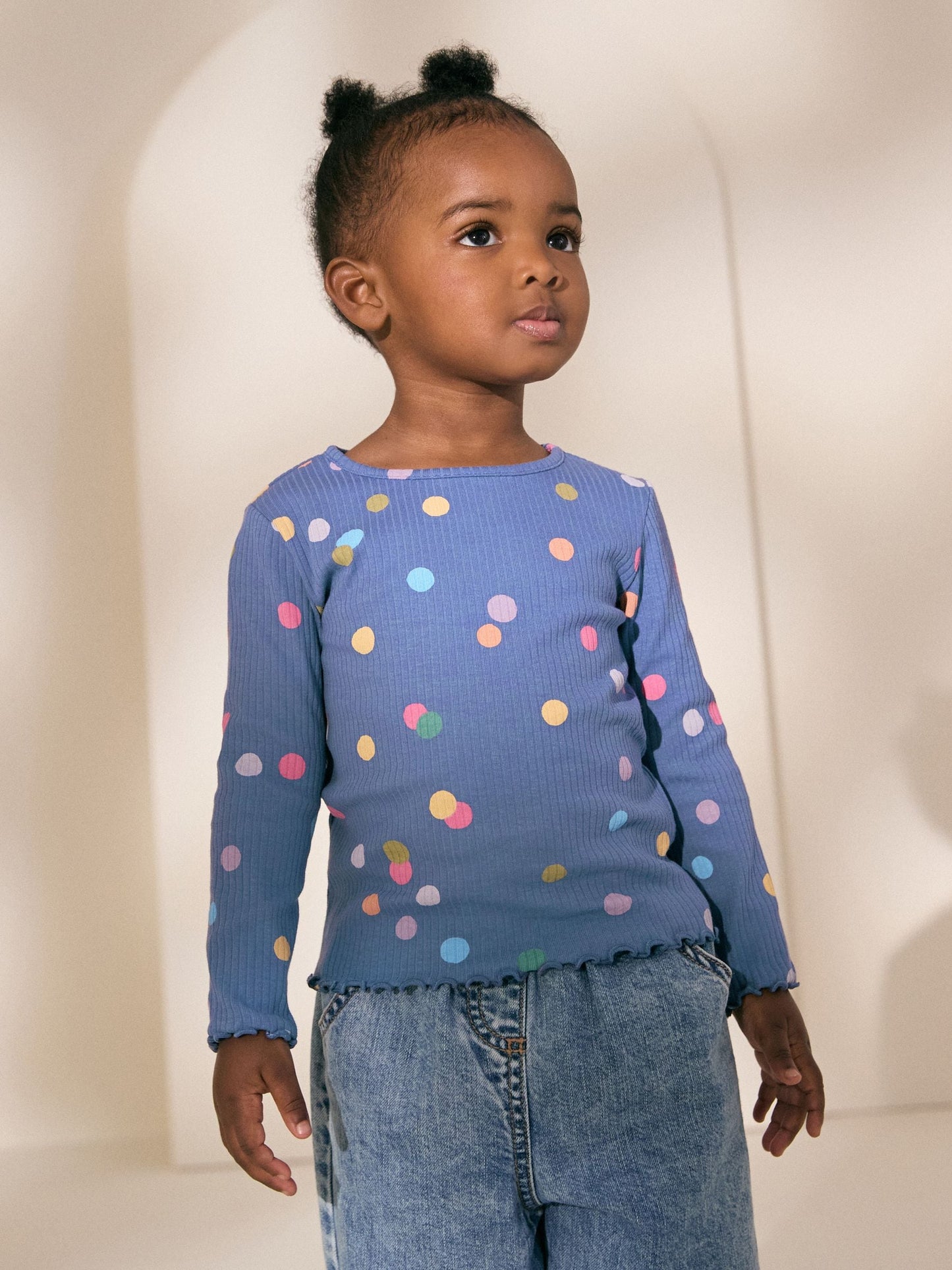 Dsiney Kidz - Blue/Multi Spot Rib Long Sleeve T-Shirt (3mths-7yrs) image 1
