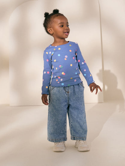 Dsiney Kidz - Blue/Multi Spot Rib Long Sleeve T-Shirt (3mths-7yrs) image 3