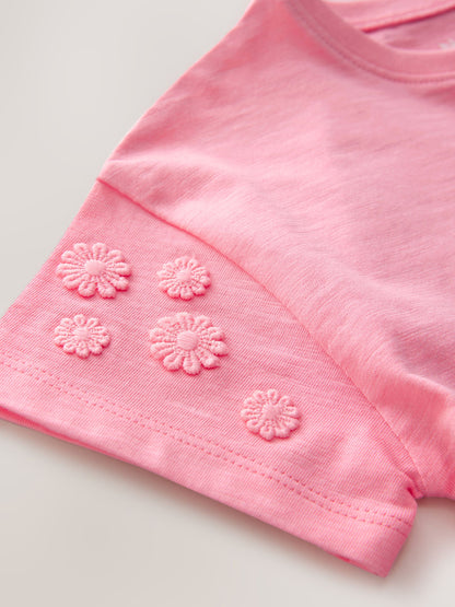 Pink 100% Cotton Daisy Short Sleeve T-Shirt (3mths-7yrs) image 8