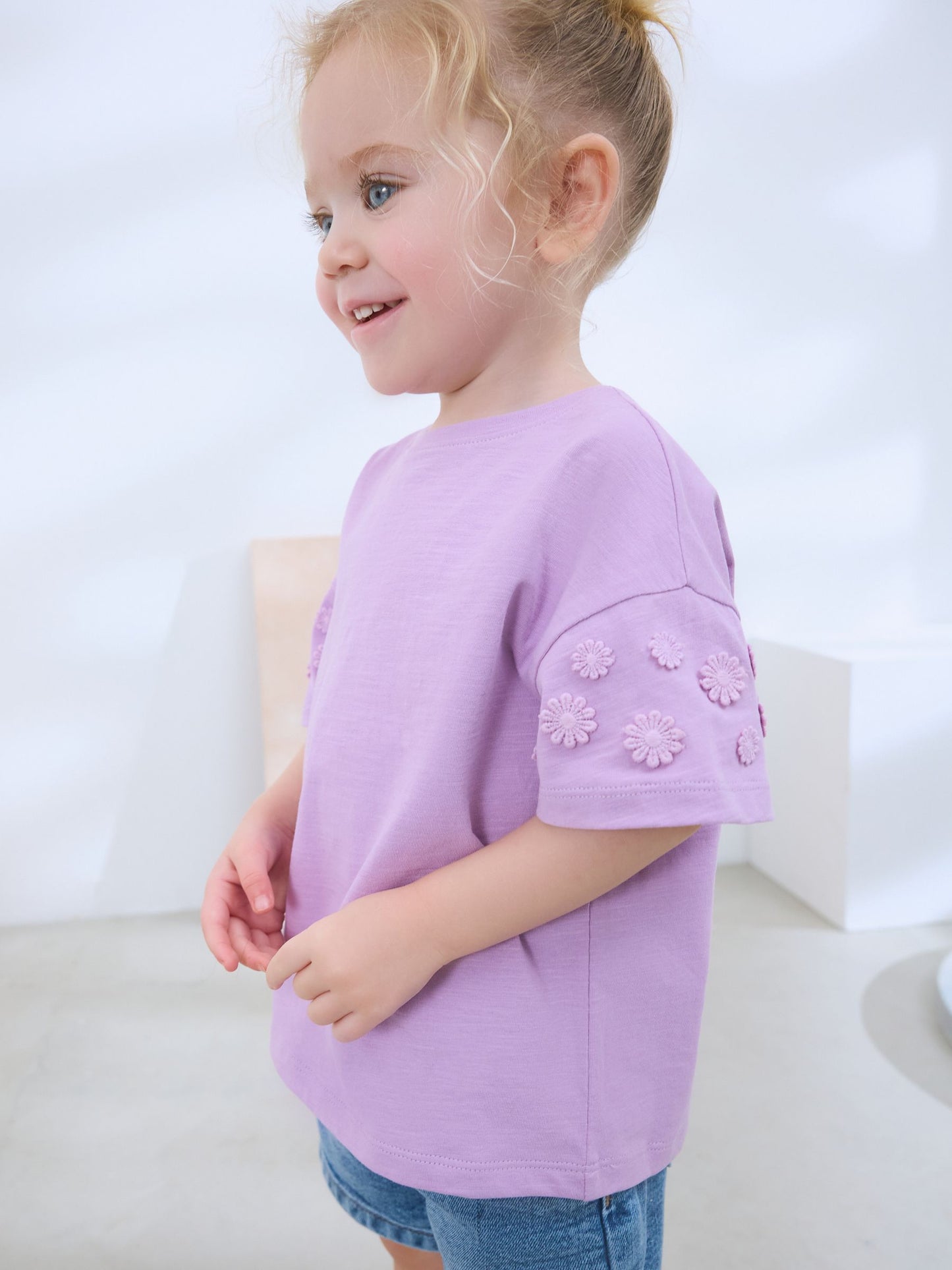 Purple 100% Cotton Daisy Short Sleeve T-Shirt (3mths-7yrs) image 1