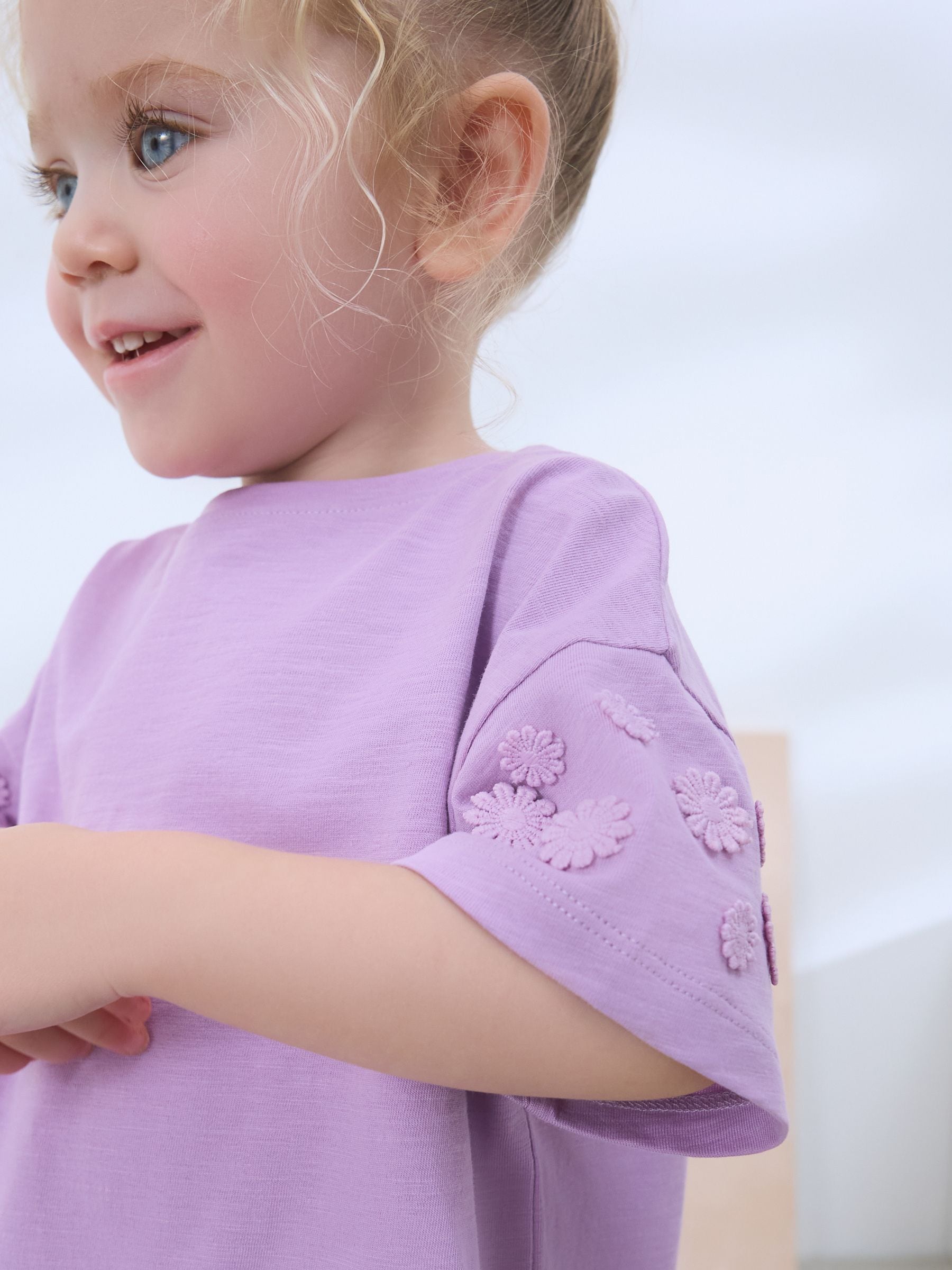 Purple 100% Cotton Daisy Short Sleeve T-Shirt (3mths-7yrs) image 5