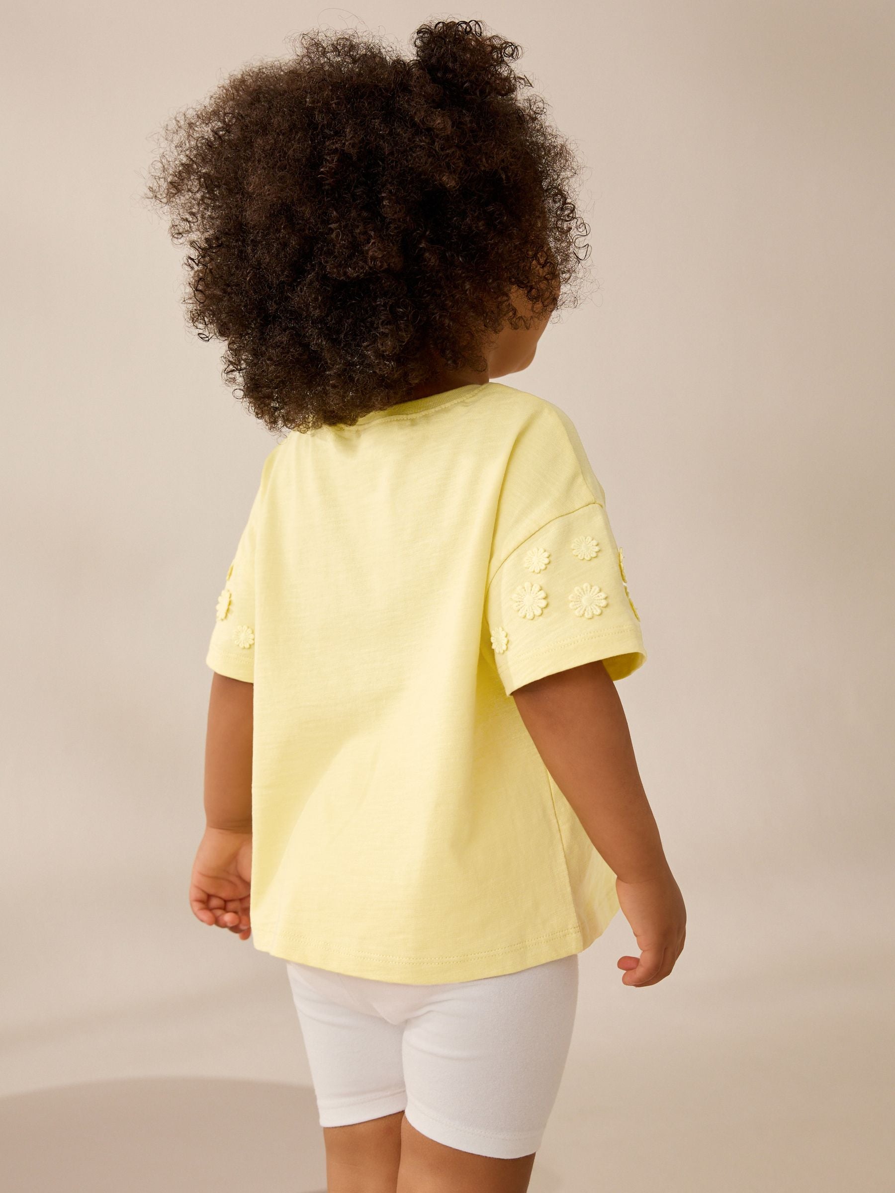 Yellow 100% Cotton Daisy Short Sleeve T-Shirt (3mths-7yrs) image 3