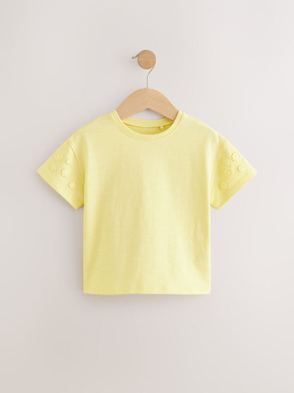 Yellow 100% Cotton Daisy Short Sleeve T-Shirt (3mths-7yrs) image 5