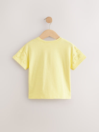 Yellow 100% Cotton Daisy Short Sleeve T-Shirt (3mths-7yrs) image 6
