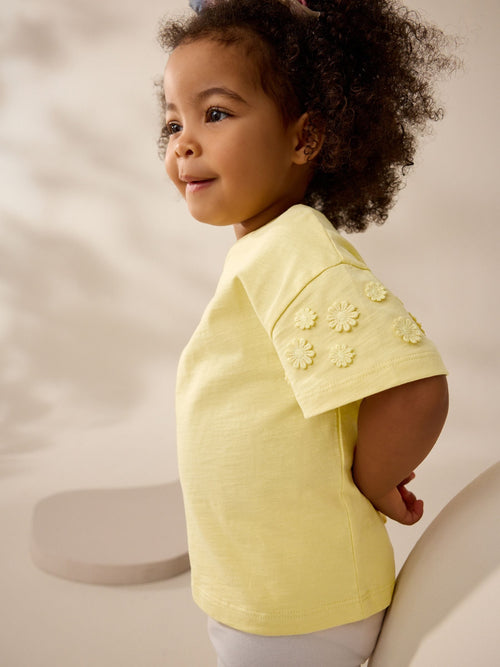 Yellow 100% Cotton Daisy Short Sleeve T-Shirt (3mths-7yrs) image 1