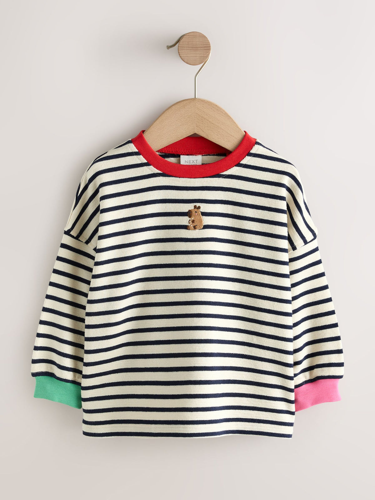 Navy Stripe Capybara Long Sleeve Cuffed Top (3mths-7yrs) - image 4