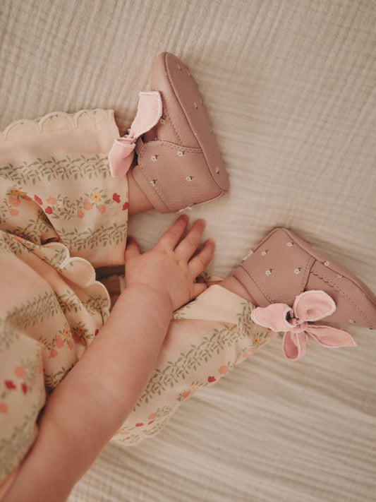 Pink Rust Baby Floral Print Boots (0-18mths) image 2