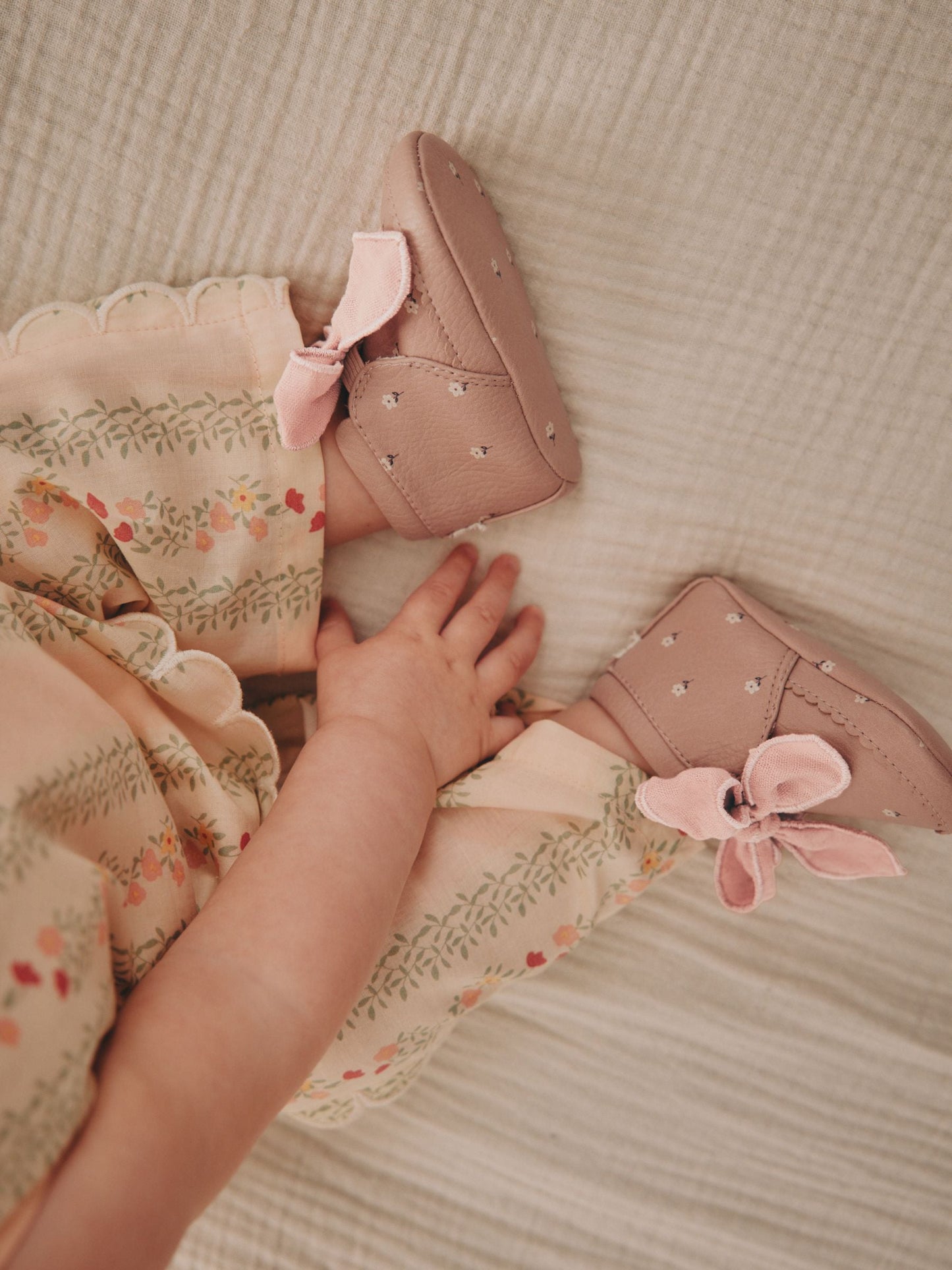 Pink Rust Baby Floral Print Boots (0-18mths) image 3