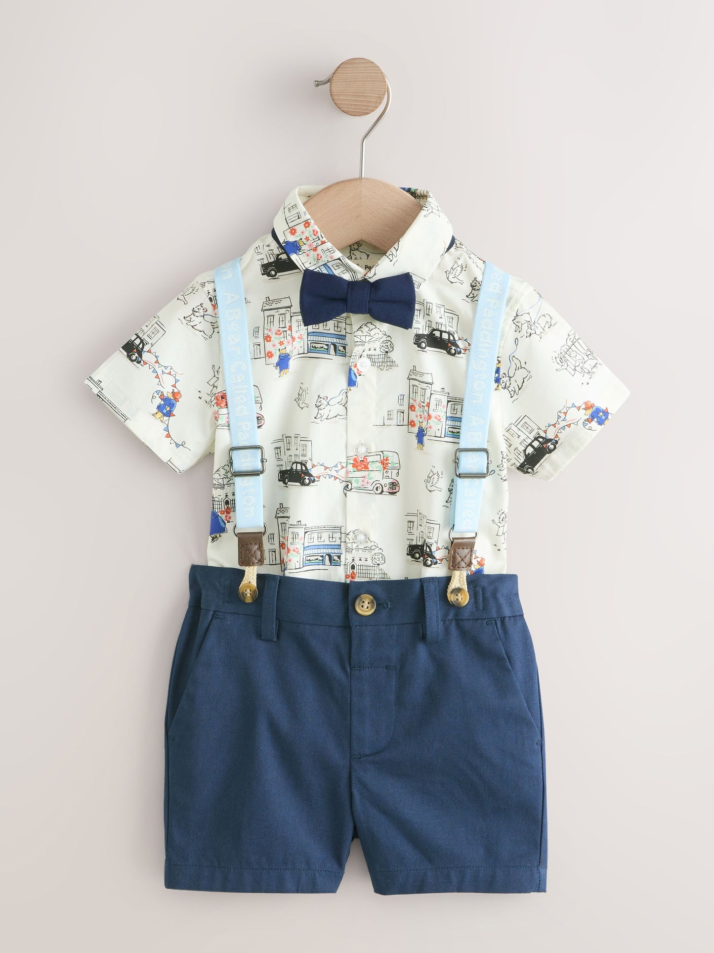 Blue/White Paddington Cath Kidston Shirt, Braces, Short & Bow Tie Set (3mths-7yrs) image 3