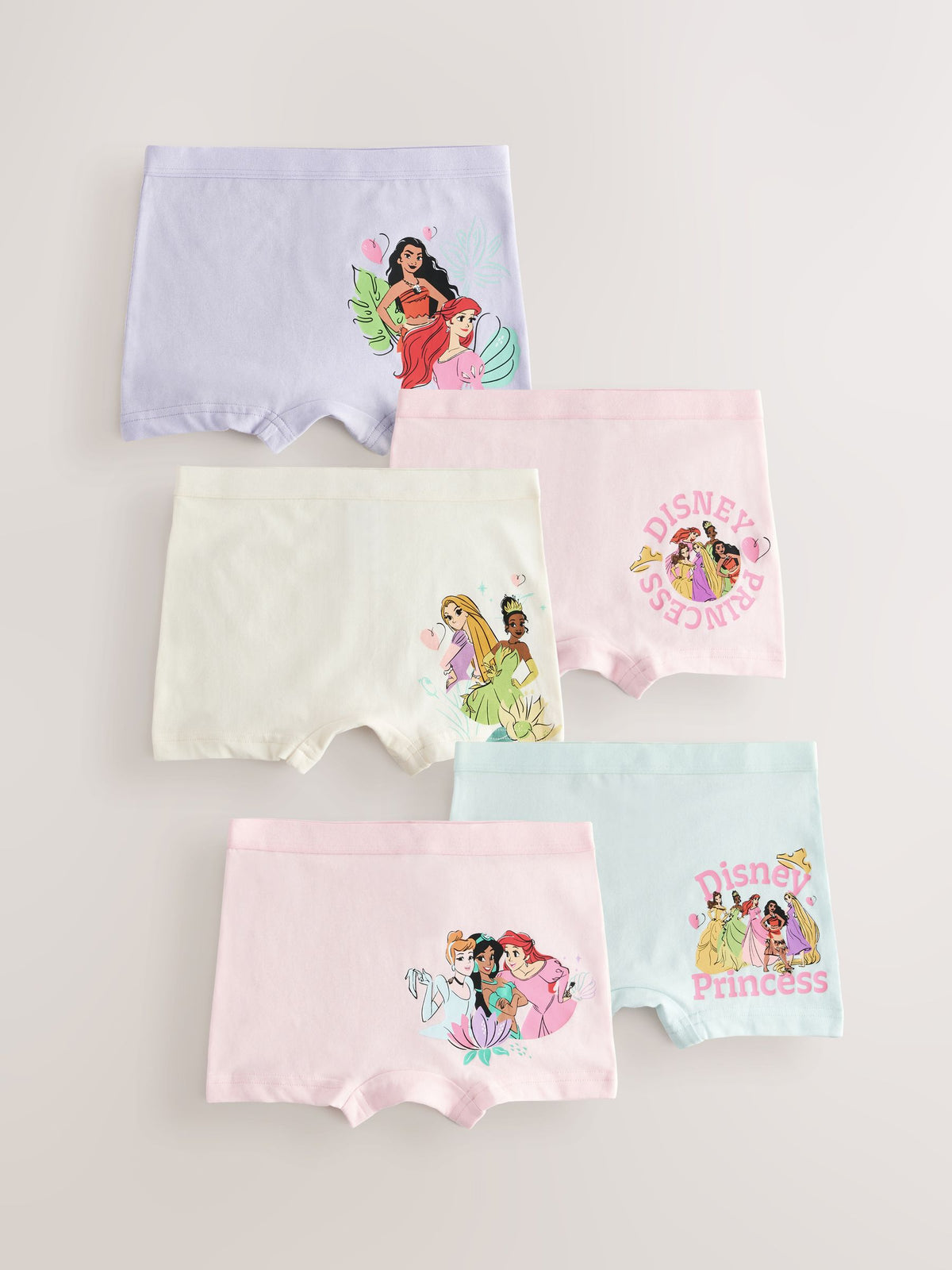 Pink/Purple Disney Princesses Shorts Briefs 5 Pack (2-12yrs) - image 1