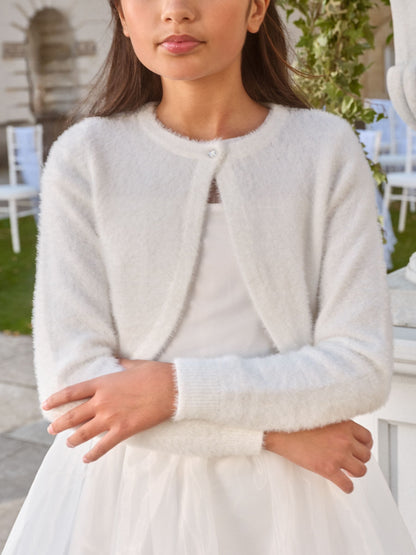 Dsiney Kidz - Lipsy Ivory Fluffy Occasion Bolero (5-16yrs) image 2