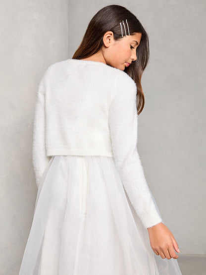 Dsiney Kidz - Lipsy Ivory Fluffy Occasion Bolero (5-16yrs) image 4
