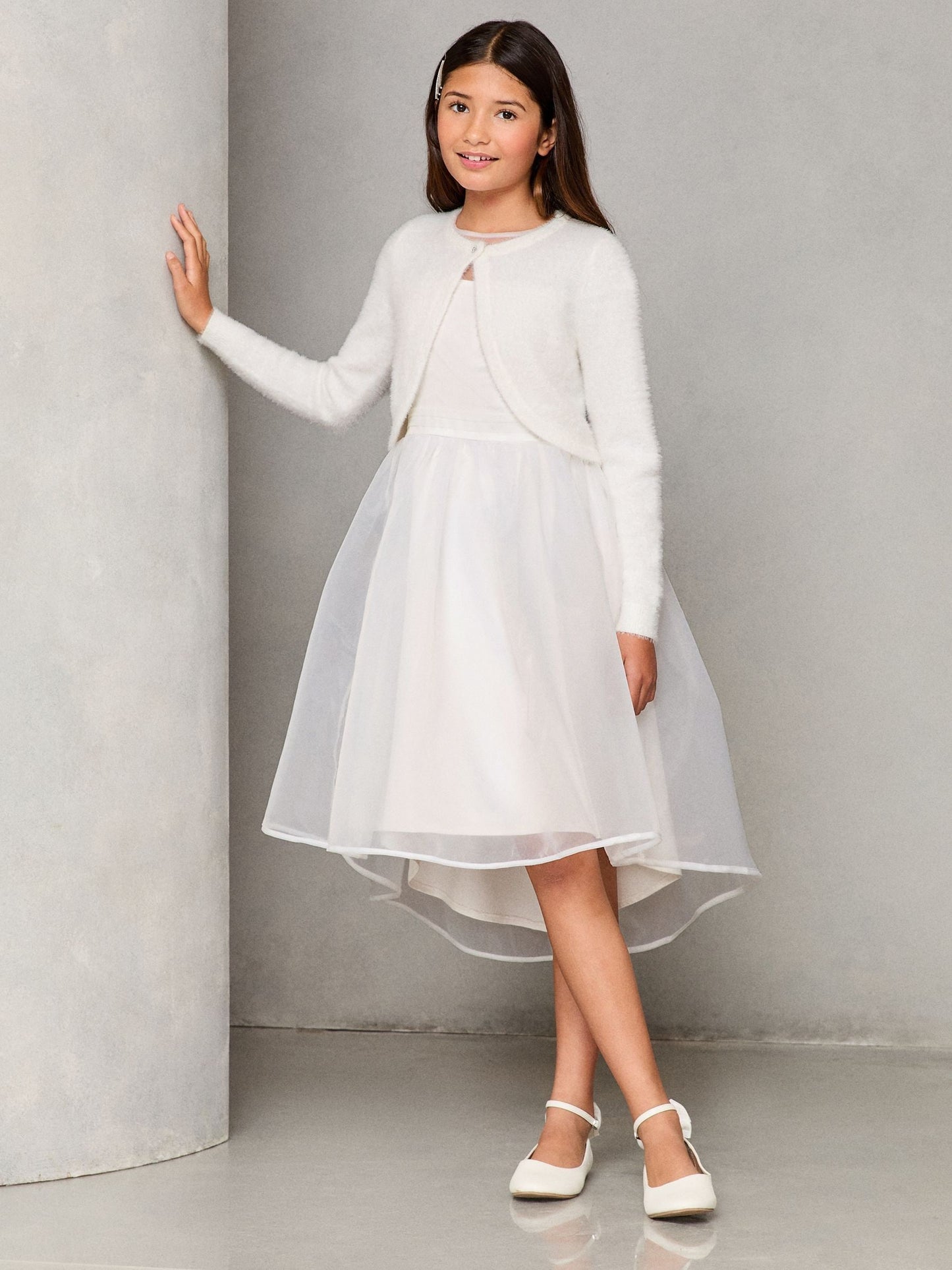 Dsiney Kidz - Lipsy Ivory Fluffy Occasion Bolero (5-16yrs) image 5