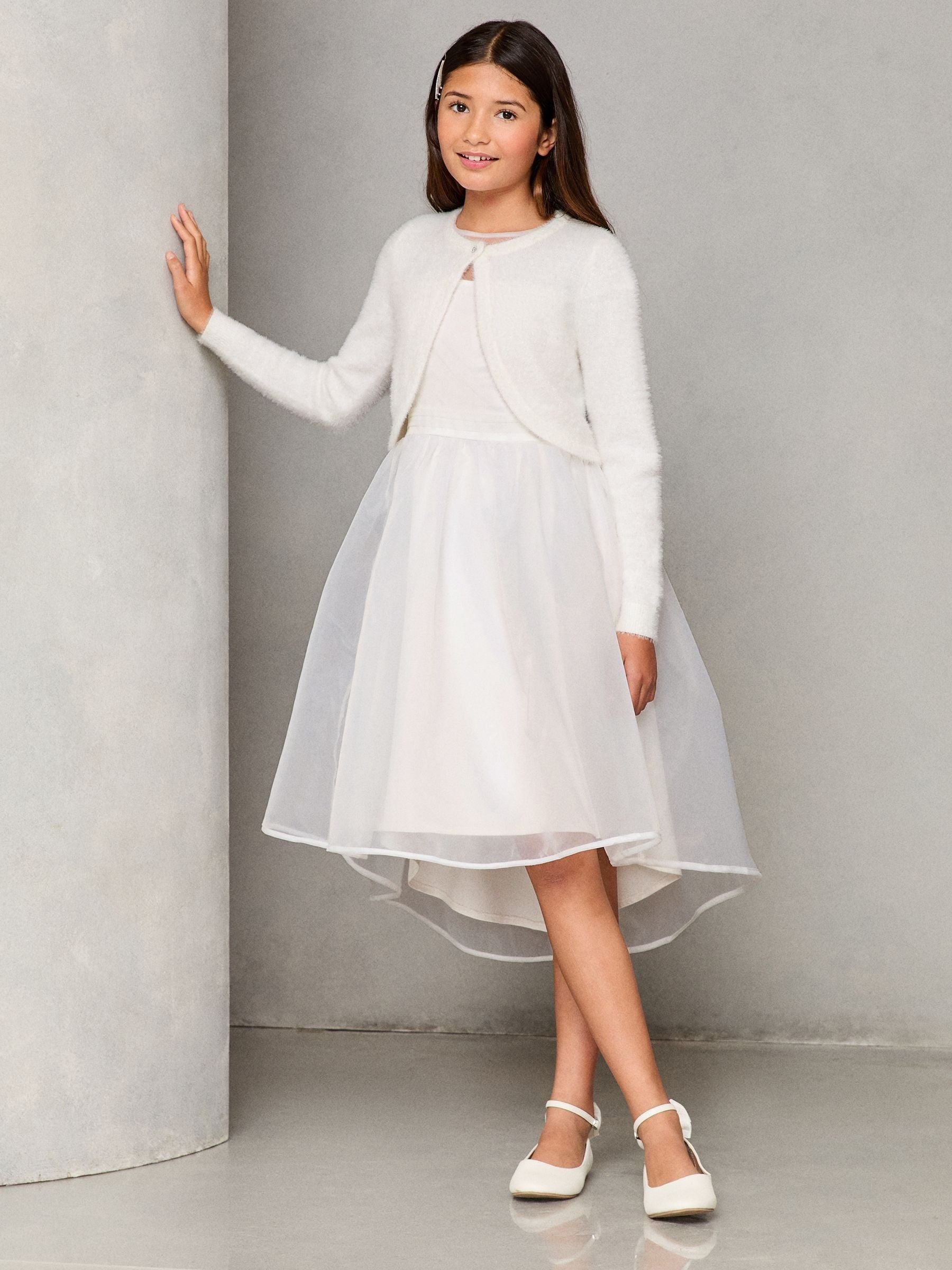 Dsiney Kidz - Lipsy Ivory Fluffy Occasion Bolero (5-16yrs) image 5