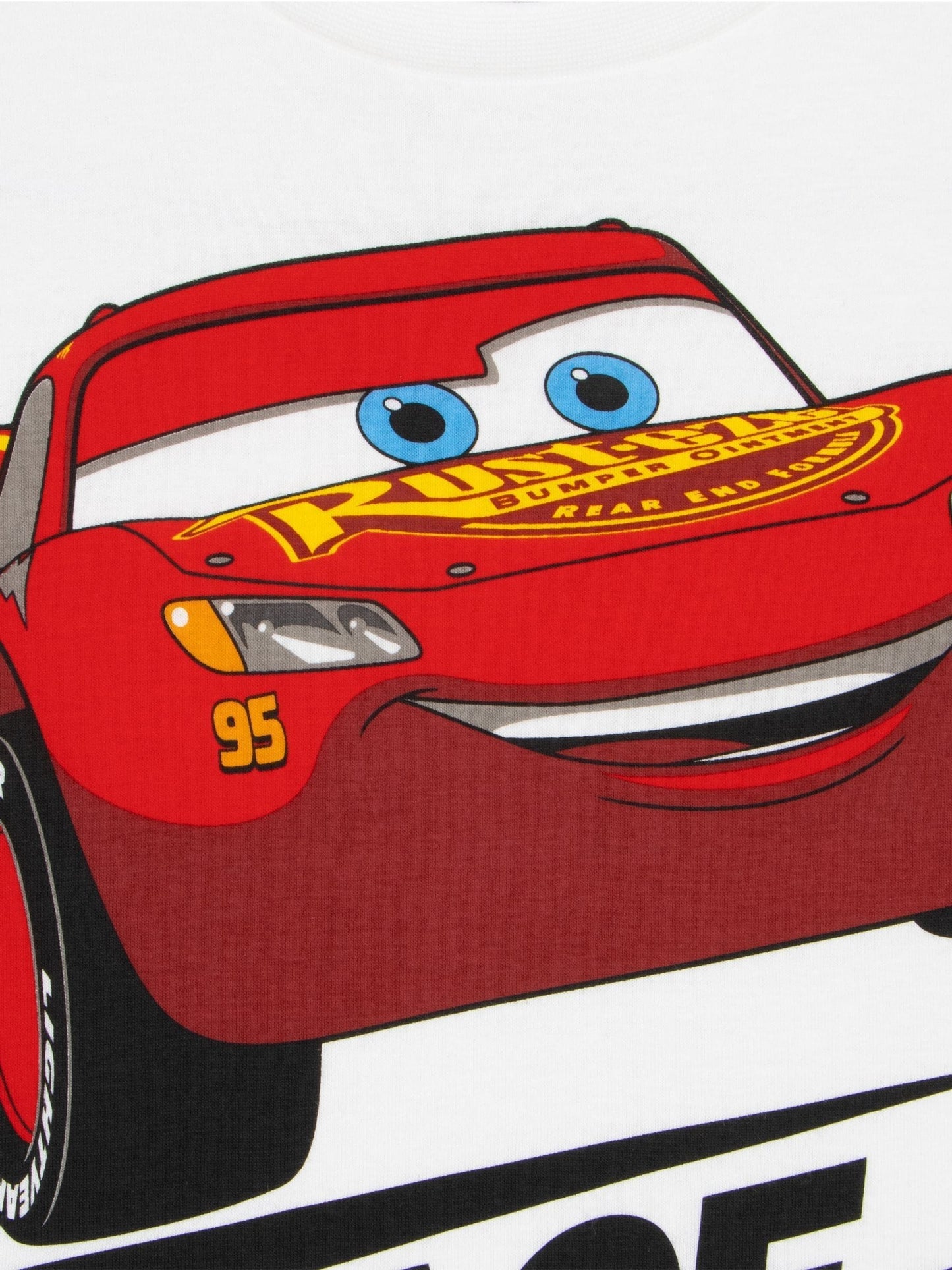 Character White Disney Cars Lightning McQueen 100% Cotton T-Shirt image 4