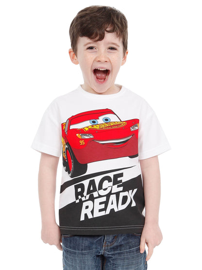 Character White Disney Cars Lightning McQueen 100% Cotton T-Shirt image 5