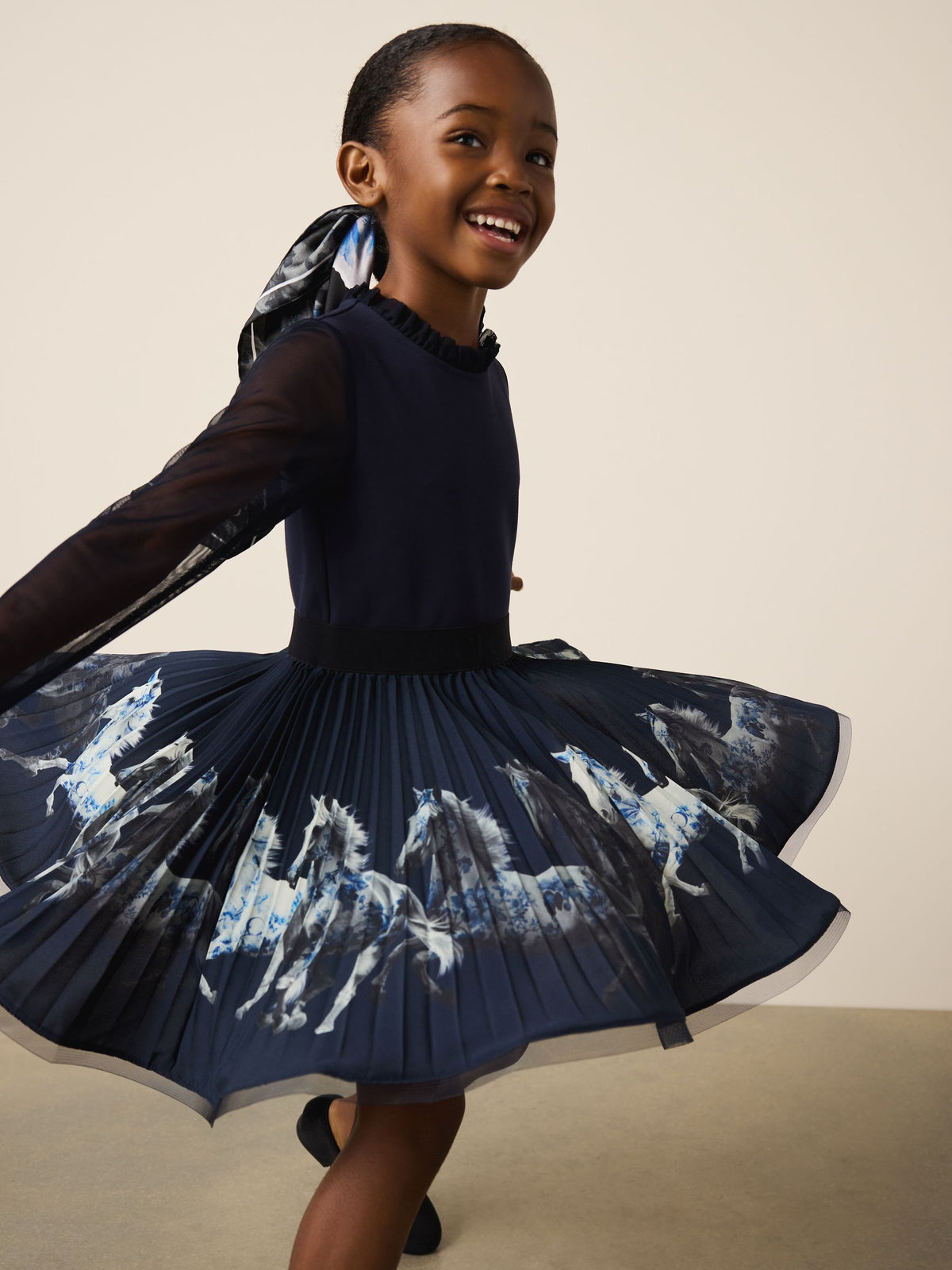 CERENE Navy Becca Pleated Ponte Dress - image 1