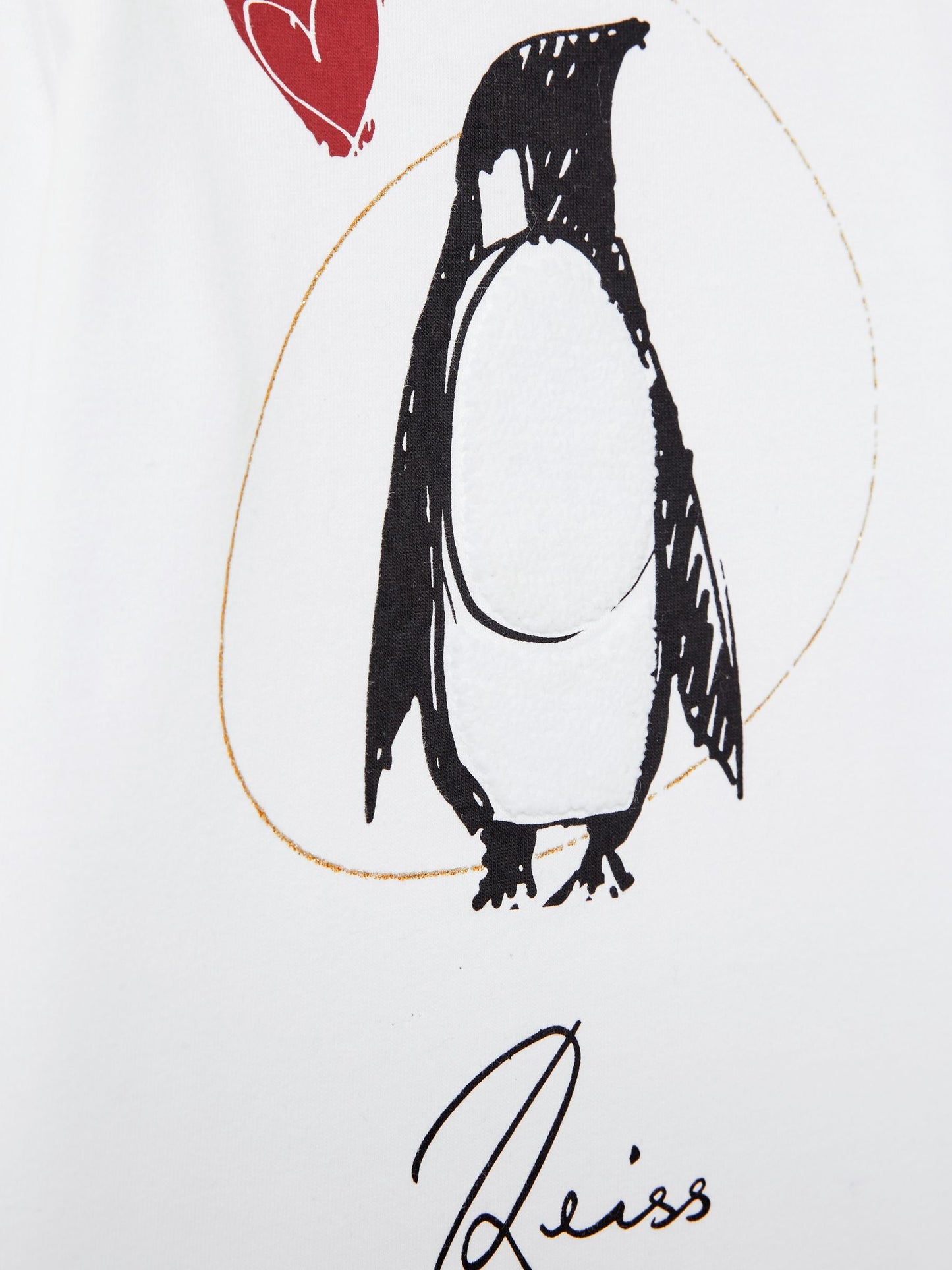 Dsiney Kidz - Reiss Ivory Marli 4-9 yrs Cotton Christmas Penguin-Print Logo T-Shirt image 4