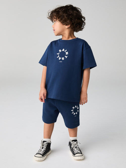 smALLSAINTS Navy Younger Boys Tierra 100% Cotton T-Shirt and Sweat Shorts Set image 1