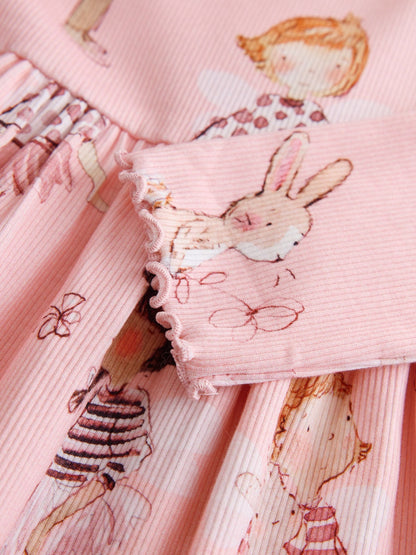 Dsiney Kidz - Pink Fairy Bunny Long Sleeve Ribbed Dress (3mths-7yrs) image 3