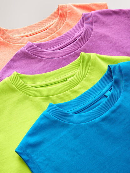 Dsiney Kidz - Blue/Green/Coral/Purple Fluro Tank Vest 4 Pack (3-16yrs) image 2