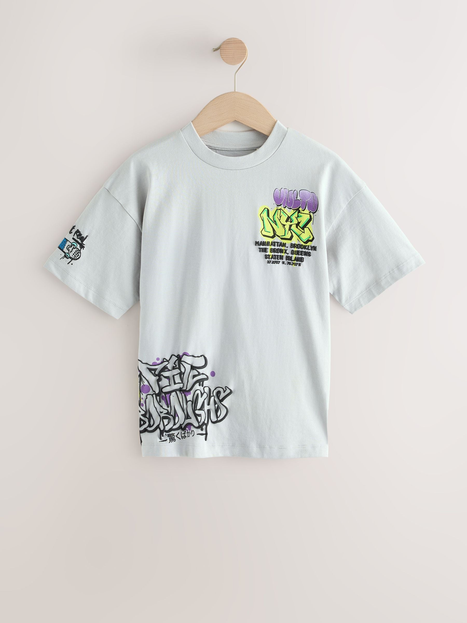 Dsiney Kidz - Black/White/Grey Relaxed Fit Graphic Print Short Sleeve T-Shirts 3 Pack (3-16yrs) image 2