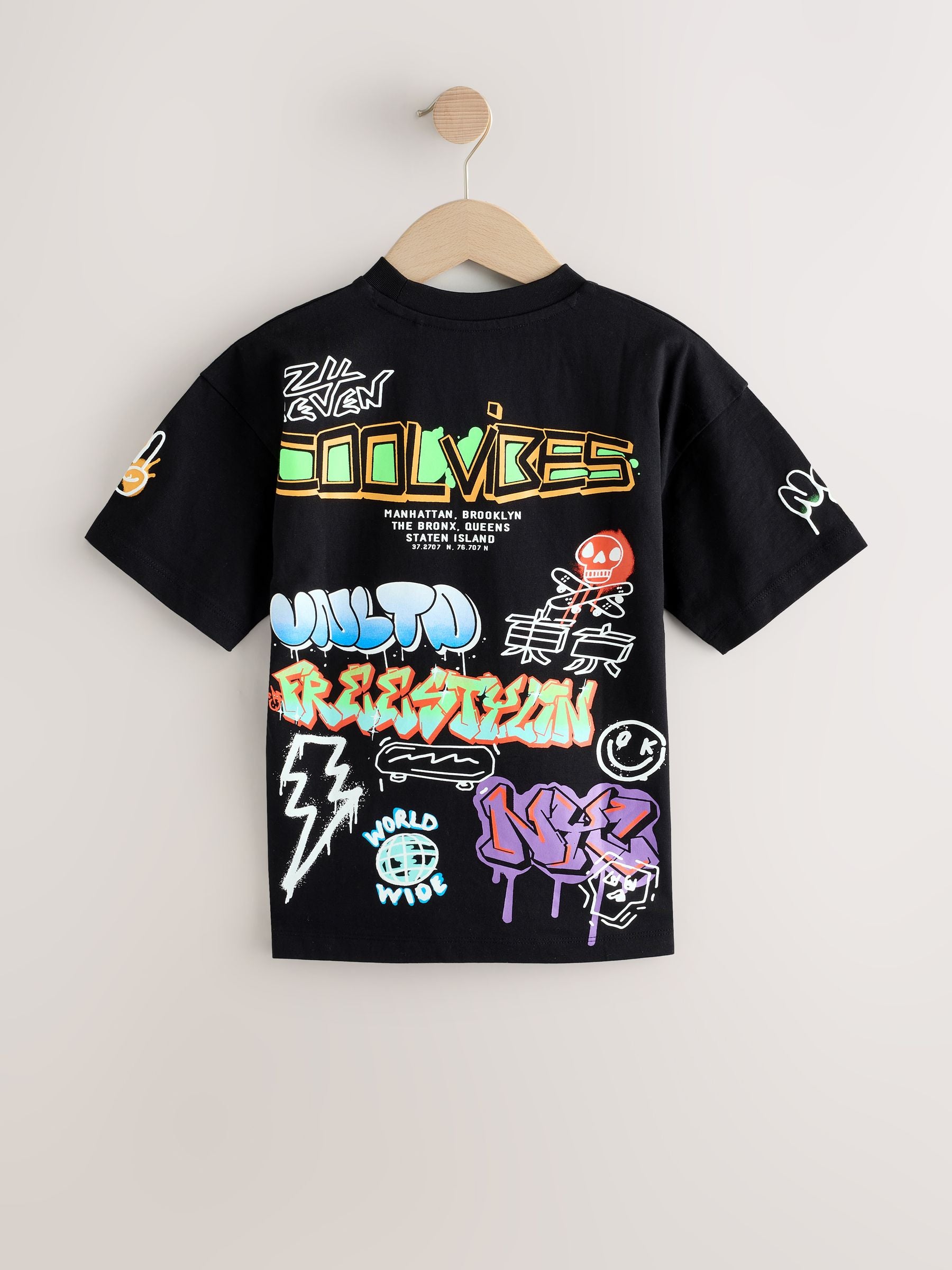 Dsiney Kidz - Black/White/Grey Relaxed Fit Graphic Print Short Sleeve T-Shirts 3 Pack (3-16yrs) image 5