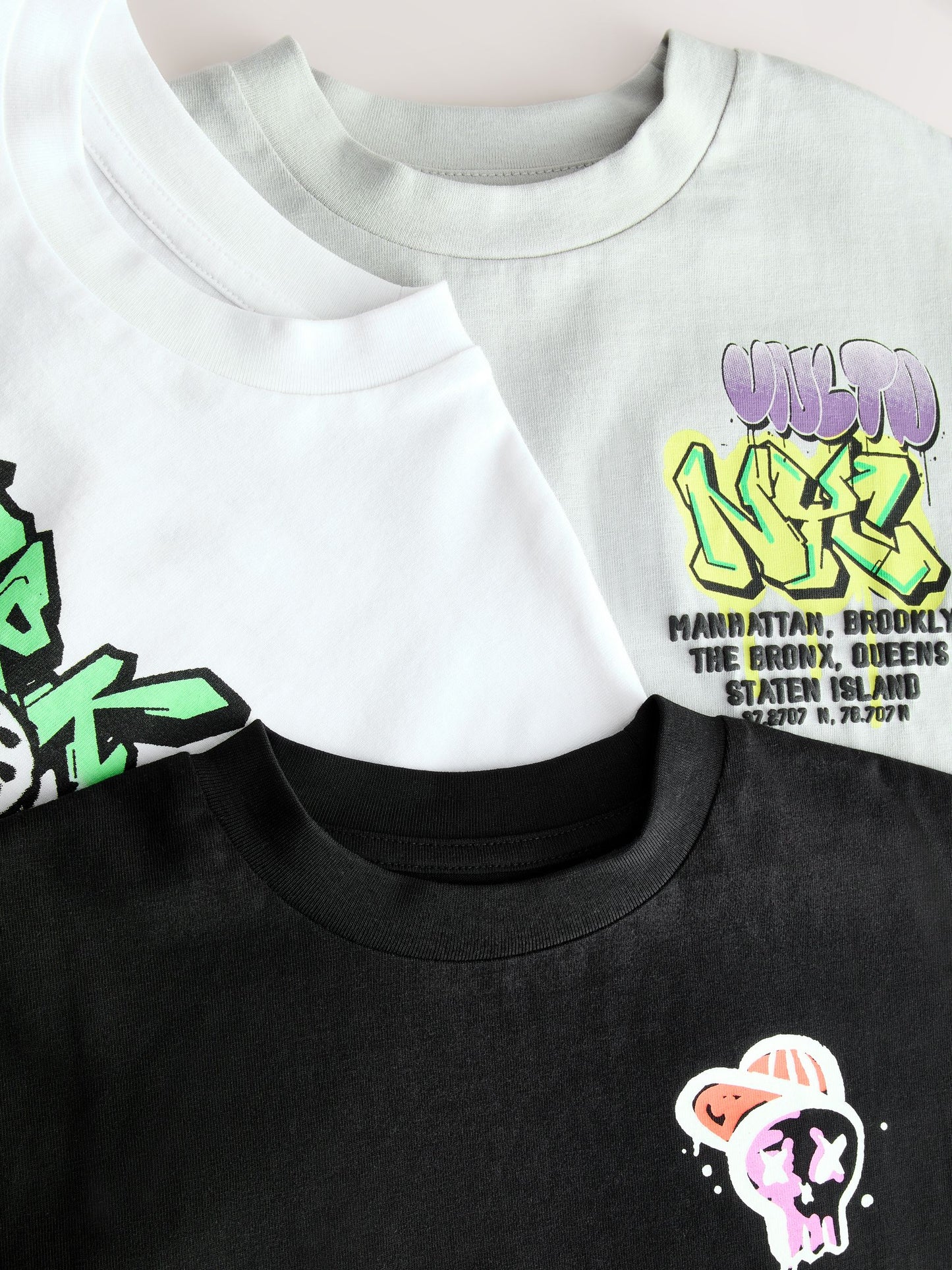Dsiney Kidz - Black/White/Grey Relaxed Fit Graphic Print Short Sleeve T-Shirts 3 Pack (3-16yrs) image 6
