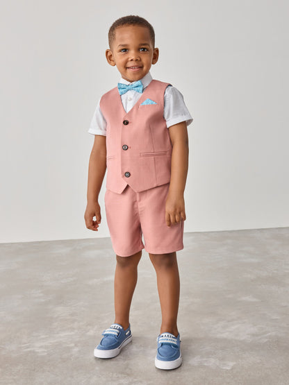 Baker by Ted Baker Pink Shirt Waistcoat and Shorts Set image 7