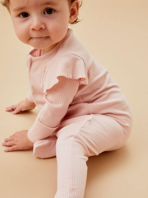 MORI Pink Supersoft Ribbed 2 Way Zip Sleepsuit image 1