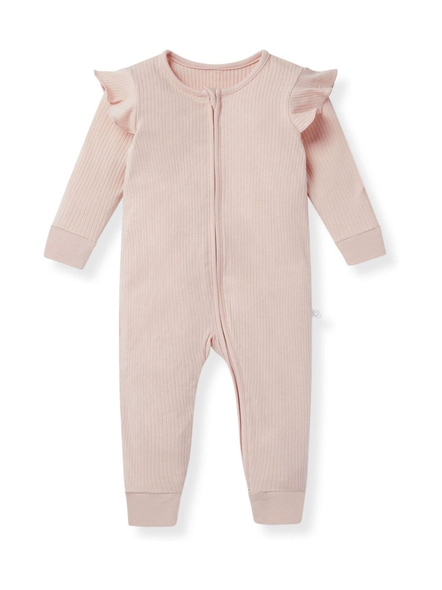 MORI Pink Supersoft Ribbed 2 Way Zip Sleepsuit image 3