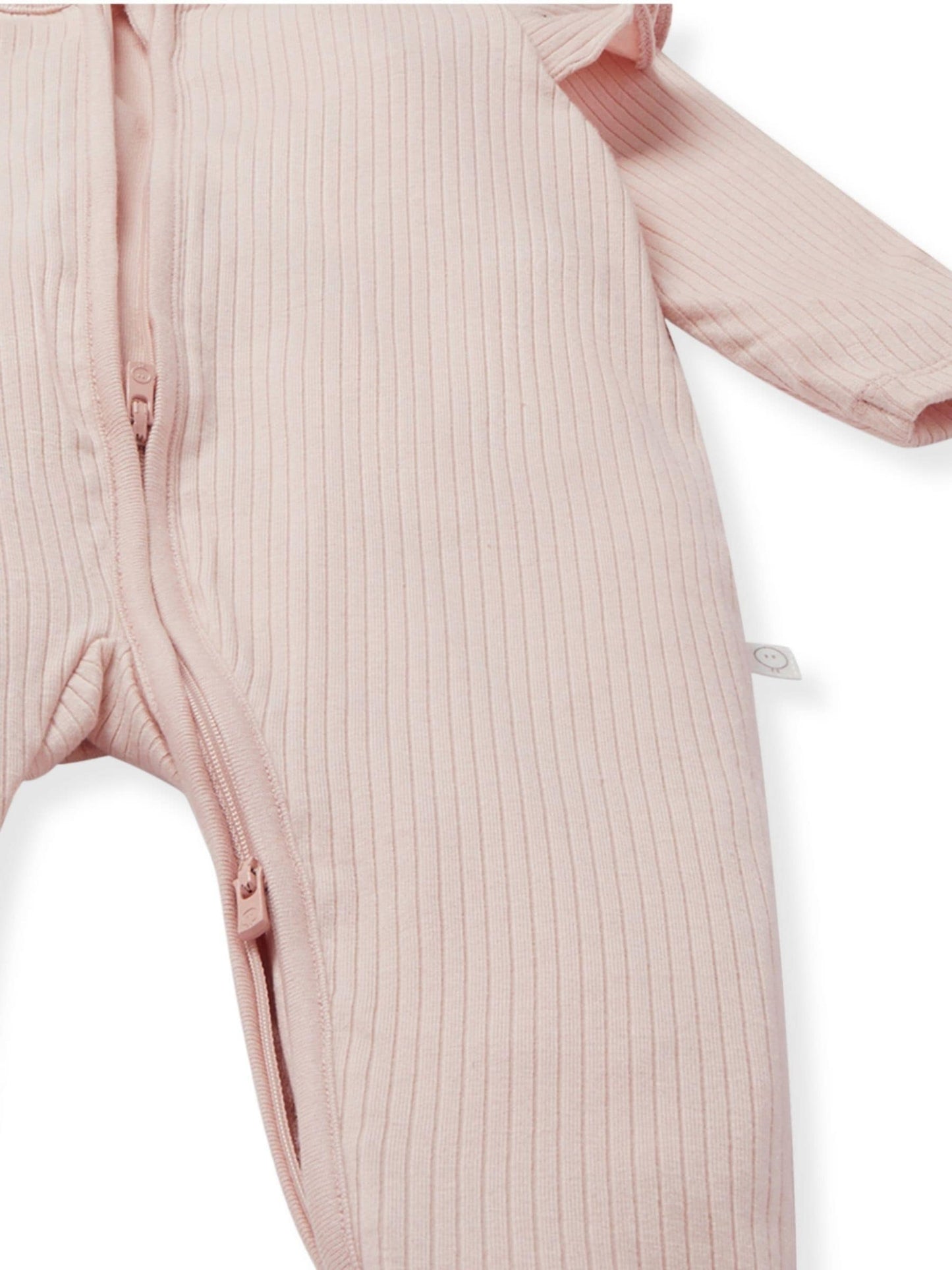 MORI Pink Supersoft Ribbed 2 Way Zip Sleepsuit image 4
