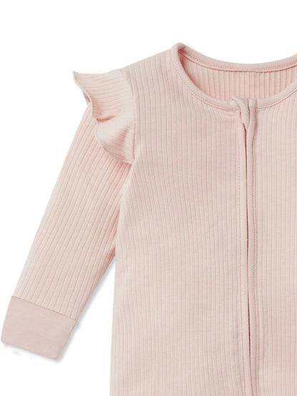 MORI Pink Supersoft Ribbed 2 Way Zip Sleepsuit image 5
