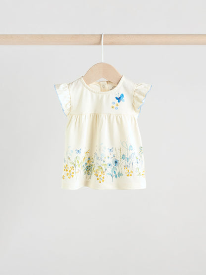 Blue/White Floral Baby Frill T-Shirt and Shorts Set 6 Piece (0mths-2yrs) image 3