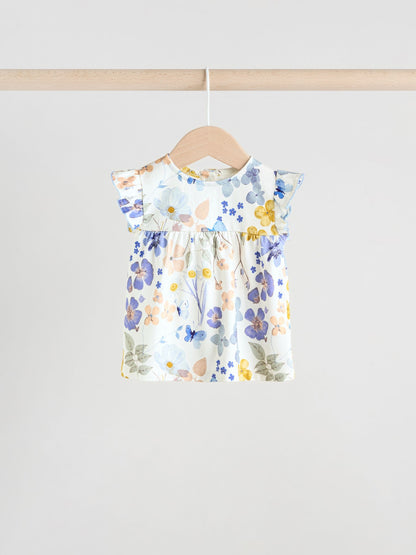 Blue/White Floral Baby Frill T-Shirt and Shorts Set 6 Piece (0mths-2yrs) image 5