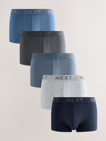 Dsiney Kidz - Blue/Grey Hipster Cotton Rich Trunks 5 Pack image 1